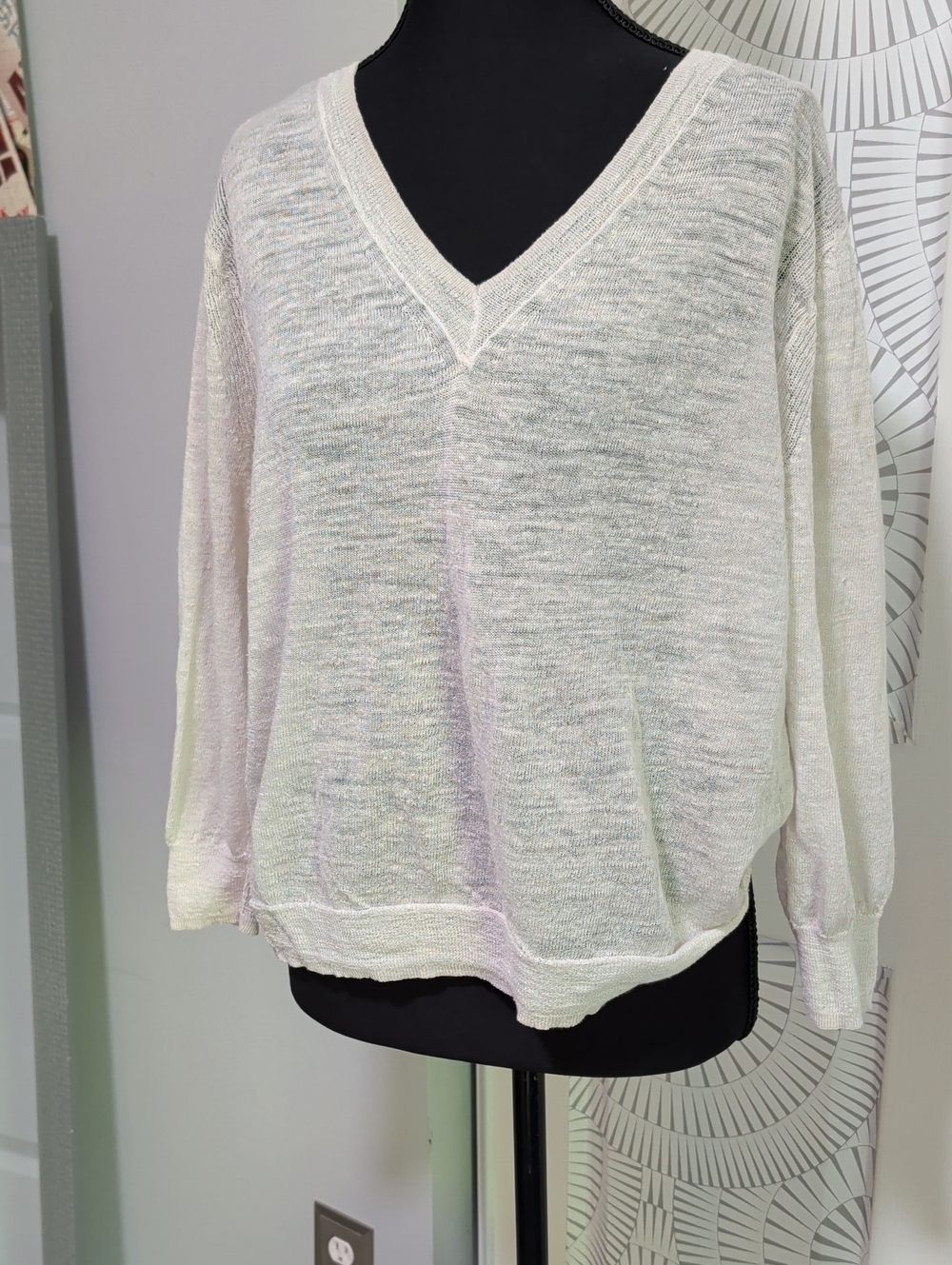 J. Crew Lightweight White V-Neck Sweater